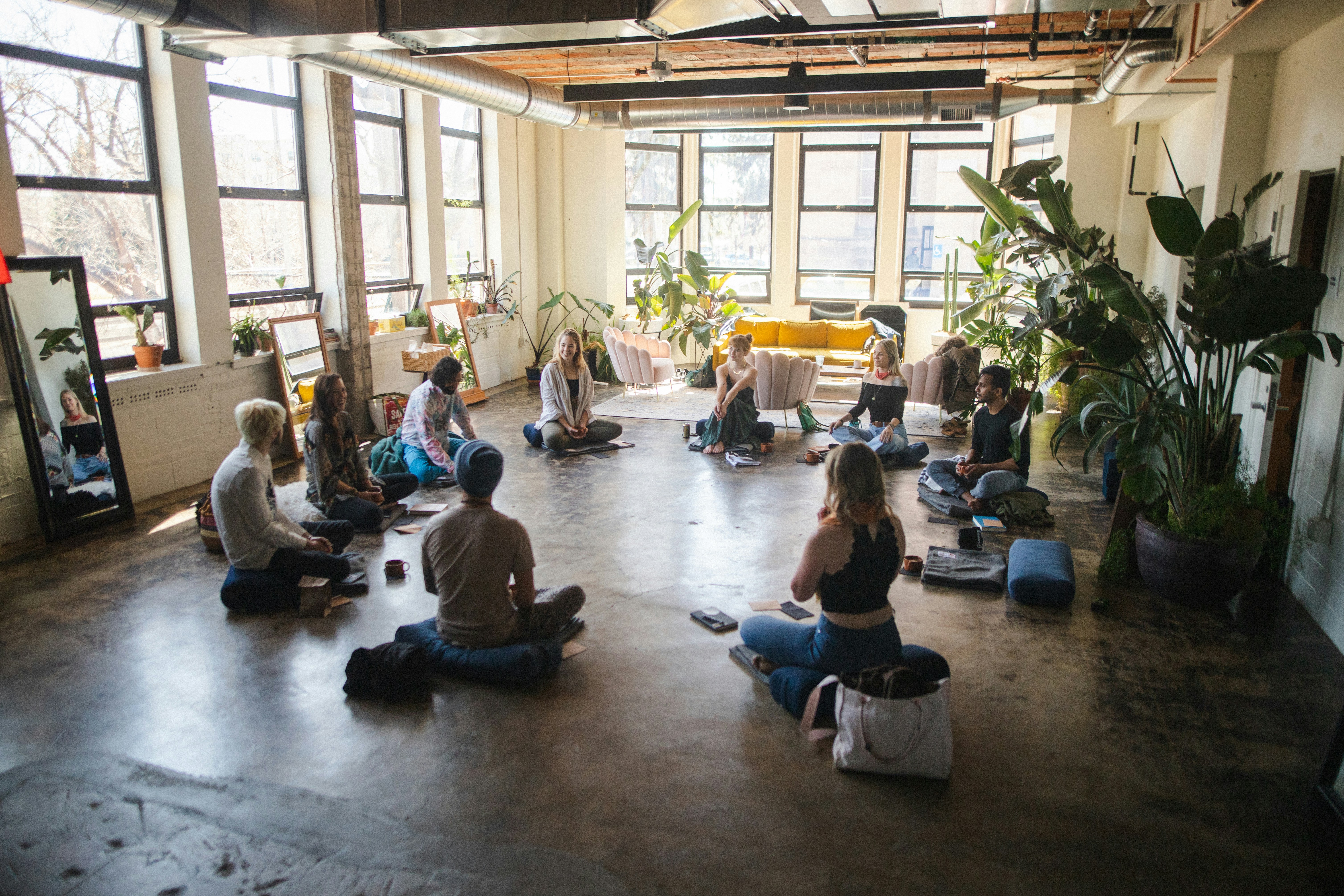 Group yoga session